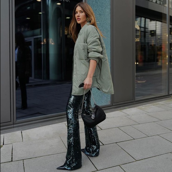 NWT Zara Flared Sequin Pants - Picture 4 of 16